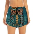 thumbnail image 2 of Susaid Owl In Blue Print Women's High Waisted Running Shorts Quick Dry Athletic Gym Track Workout Shorts Zip Pocket-X-Large, 2 of 7