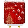 thumbnail image 3 of Merry Christmas Shower Curtain Red Xmas Balls Gold Snowflake Stars Christmas Tree Winter Snow Glitter Happy New Year Festival Decoration Fabric Bathroom Curtain with Hook, 3 of 3