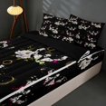 thumbnail image 3 of Homewish Halloween Skull Moth Zipper Queen Comforter Set with Fitted Sheet and 2 Pillowcases for Girls, Moon Star Floral Zipper Bedding Set, Black White Pink, Black Reversible, 3 of 7