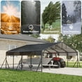 thumbnail image 4 of ESIMOTE 20x20ft Metal Carport, Garage with Updated Metal Frame Structure, Galvanized Steel Roof and Enhanced Base Canopy, Metal Garage Car Shelter Shade for Car, Boats and Truck, 4 of 6