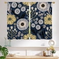 thumbnail image 3 of Boho Floral Kitchen Curtains 39 Inch Length for Small Window Treatments, Blue Rod Pocket Top Tier Curtains Short Bathroom Curtains for Closet Door Coverings, 2 Panels Set, 26x39, 3 of 6