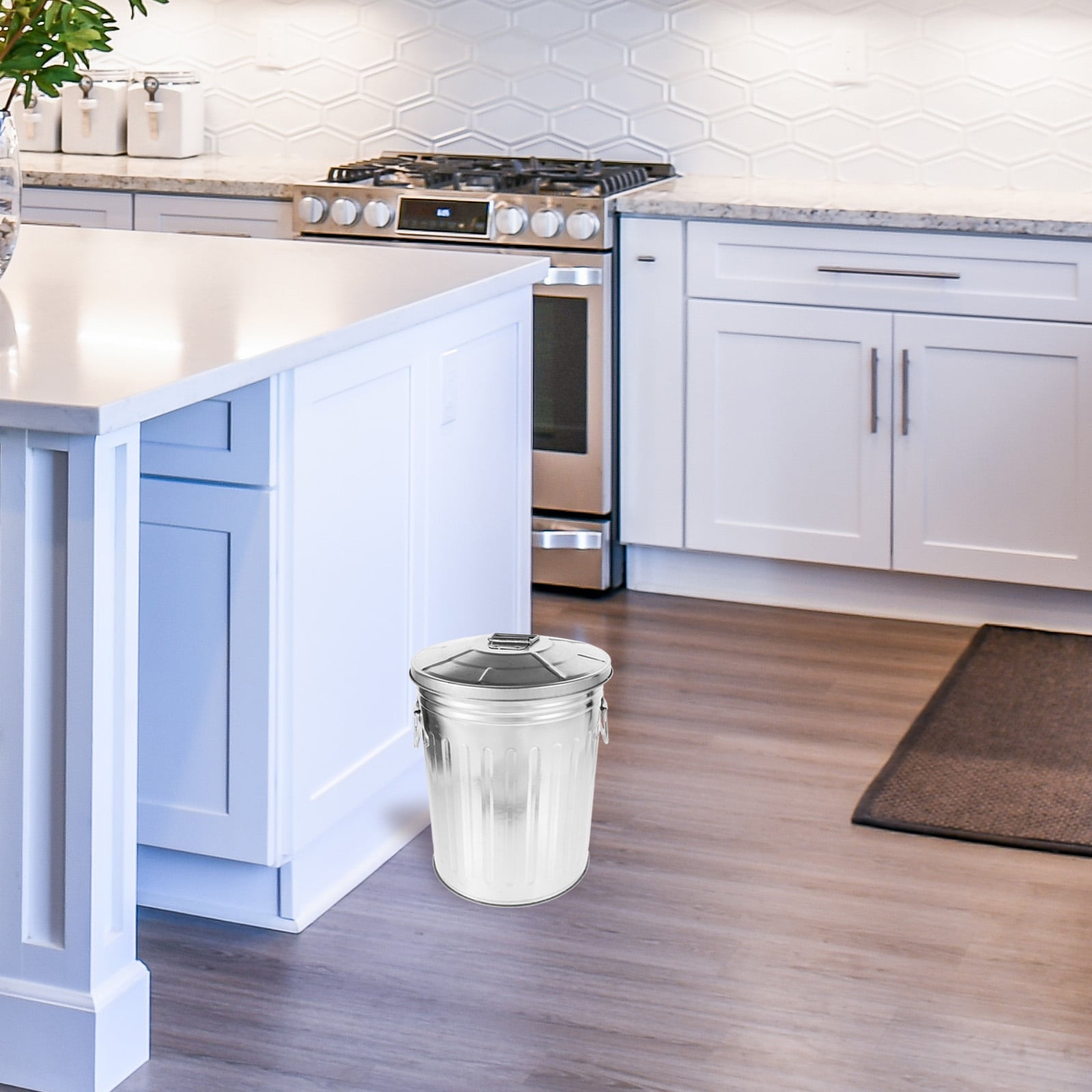 BESTYASH Large Capacity Metal Outdoor Trash Can with Lid, Rust-Resistant Durable Garbage Bin for Yard, Patio, Garden