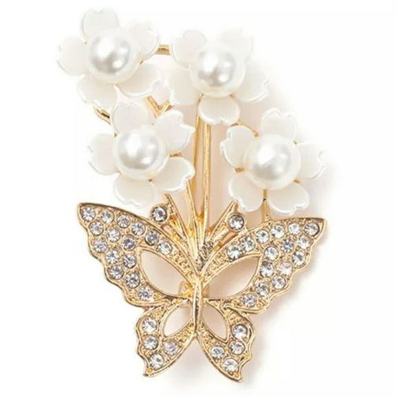 GKNET Vintage Flower Pearl Rhinestone Brooches Crystal Bouquet Corsage Clothing Pi WY4-A11