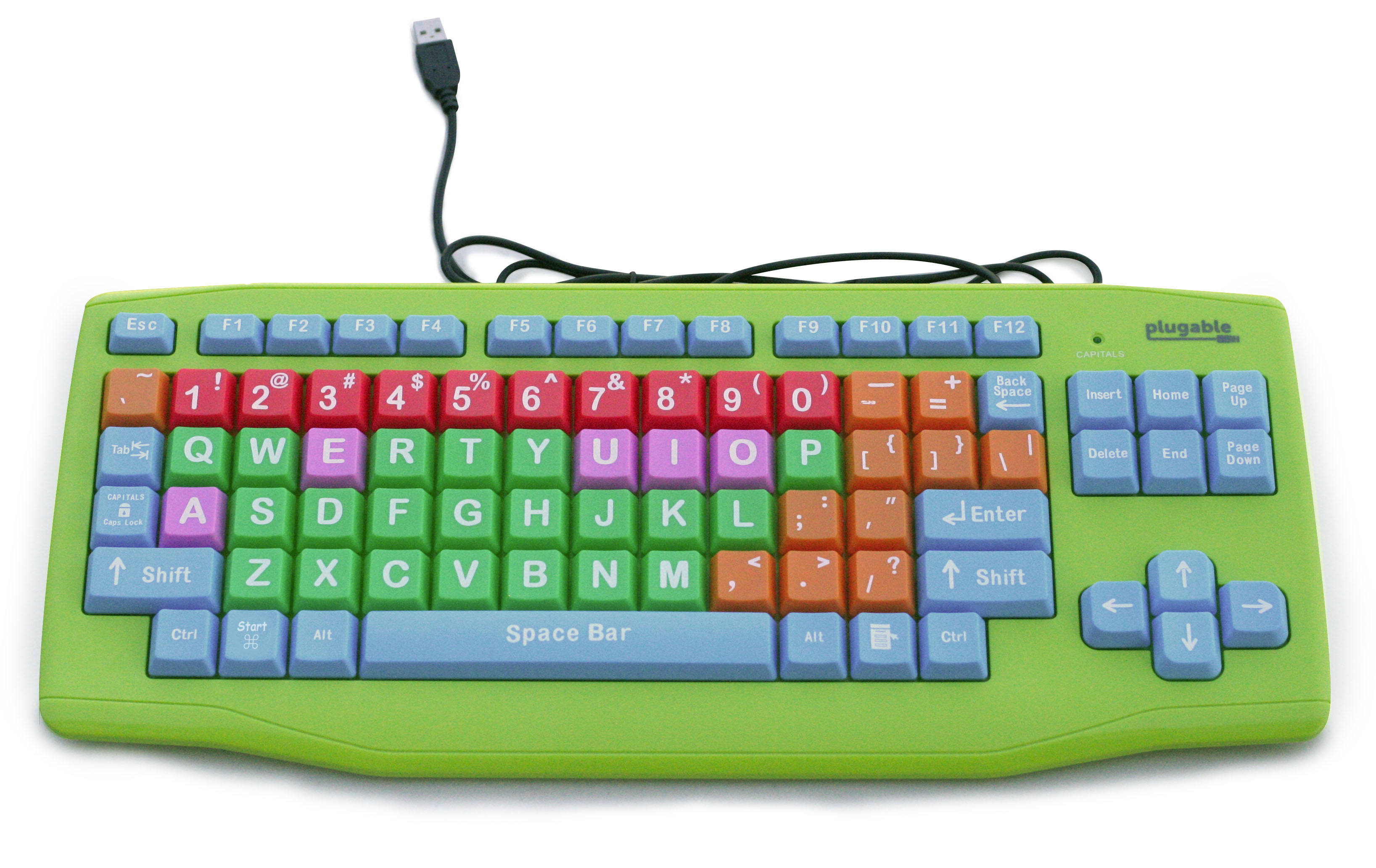 Plugable USB Kids Computer Keyboard with Extra-Large Color-Coded Keys
