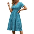 thumbnail image 1 of Txlixc Vestido de Verano para Mujer, Estampado Floral Cuello en V Manga Corta Falda Casual de Cintura Delgada para Damas, 9 Colores Txlixc  Estilo de ocio, 1 of 7