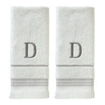 SKL Home Casual Monogram Hand Towel (2-Pack), "D", White