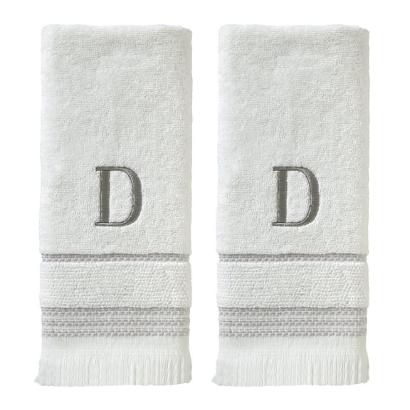SKL Home Casual Monogram Hand Towel (2-Pack), "D", White