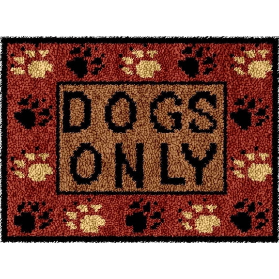 Dogs Only Paws Latch Hook Kits Rug Crochet Yarn Pre-Printed Cushion Embroidery Needlework Carpet Cover Hook and Latch Kit Tapestry Christmas Home Decoration 52x38cm