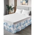 thumbnail image 4 of Summer Bed Skirt Queen Size 18" Drop Navy Blue Crab Coral Seashell Nautical Coastal Ocean Ruffled Wrap Around Bed Skirts Adjustable Elastic Bedskirt Dust Ruffle for Queen Size Bed, 4 of 7
