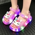 thumbnail image 5 of Girls Cute Unicorn Rainbow LED Light Up Jelly Sandals, Adjustable Ankle Strap Non Slip Kids Water Beach Shoes, Step Activated Glowing Summer Outdoor Walking Sandals 4-9Y, 5 of 7