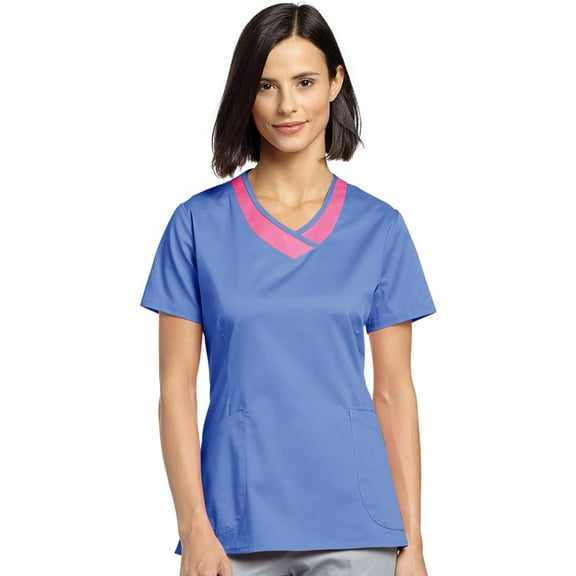 Allure by White Cross Women's Curved V-Neck Solid Scrub Top