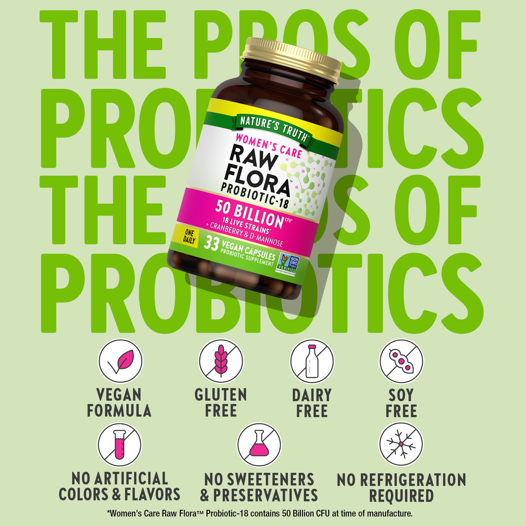Probiotics for Women | 50 Billion CFU | 33 Capsules | with Cranberry and D-Mannose | by Raw Flora