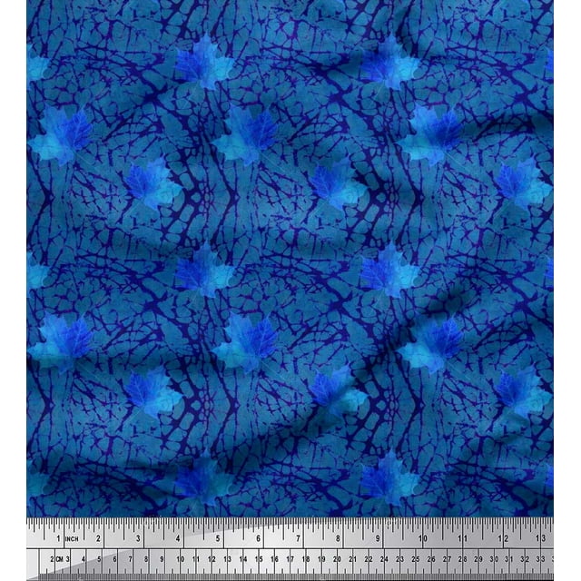 Soimoi Viscose Chiffon Fabric Texture & Autumn Leaves Decor Fabric Printed Yard 42 Inch Wide