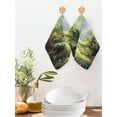 thumbnail image 2 of Forest Kitchen Dish Towels for Drying Dishes Set of 2, Nature Woodland Spring Scenic Green Trees Flower Waffle Weave Microfiber Hand Tea Bathroom Towels Quick Dry & Absorbent Towel 12x12, 2 of 7