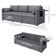 thumbnail image 3 of Outsunny 3-Seat Wicker Patio Sofa w/ Side Trays, Outdoor Couch, Grey, 3 of 10