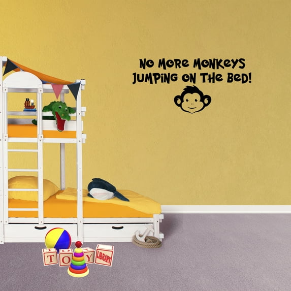 Wall Decal Quote No More Monkeys Jumping On The Bed Vinyl Art Children Bedroom Sticker XJ163