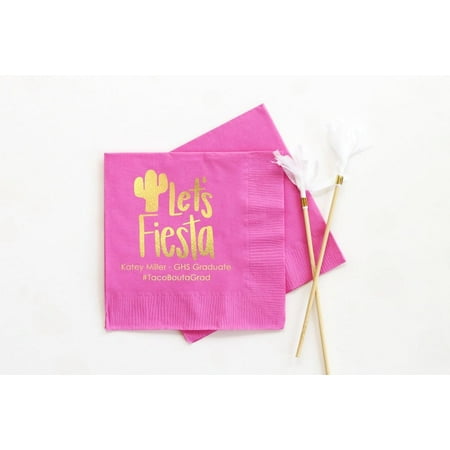 50pcs Fiesta Graduation Napkins, Personalized Cocktail Napkins, Graduation Party Decorations, Class of 2023 dinner napkins, dessert napkins, party napkins for reception disposable decorative 5"x5"
