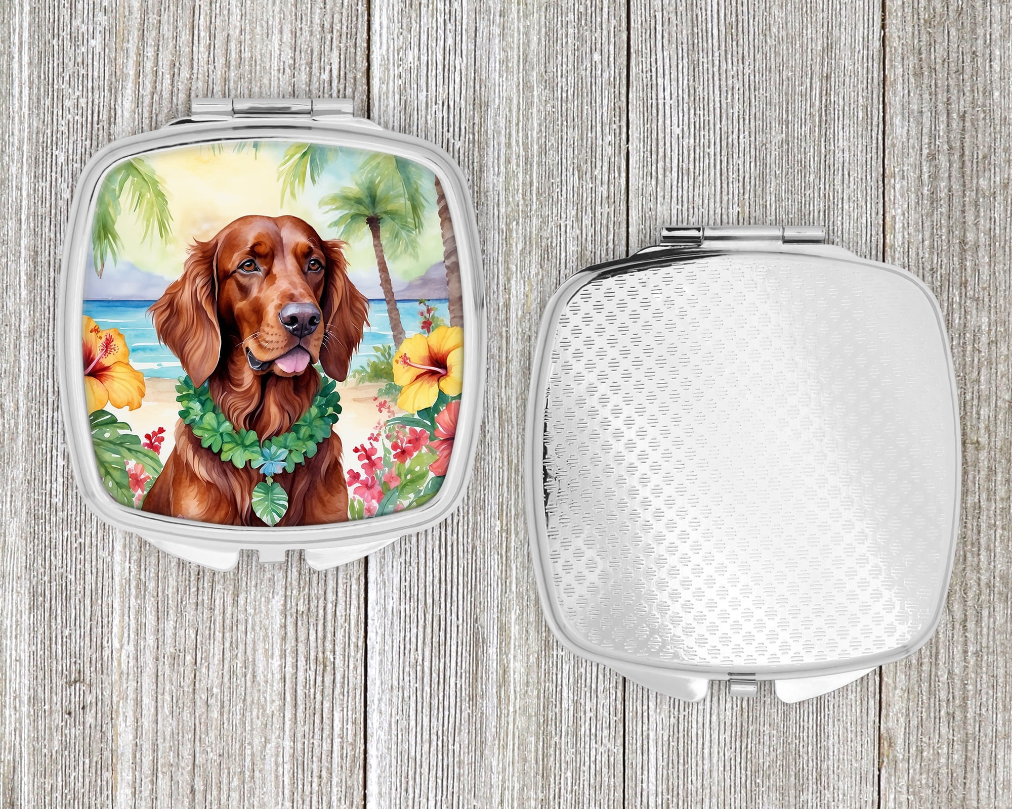 Irish Setter Luau Compact Mirror 2.75 in x 3 in