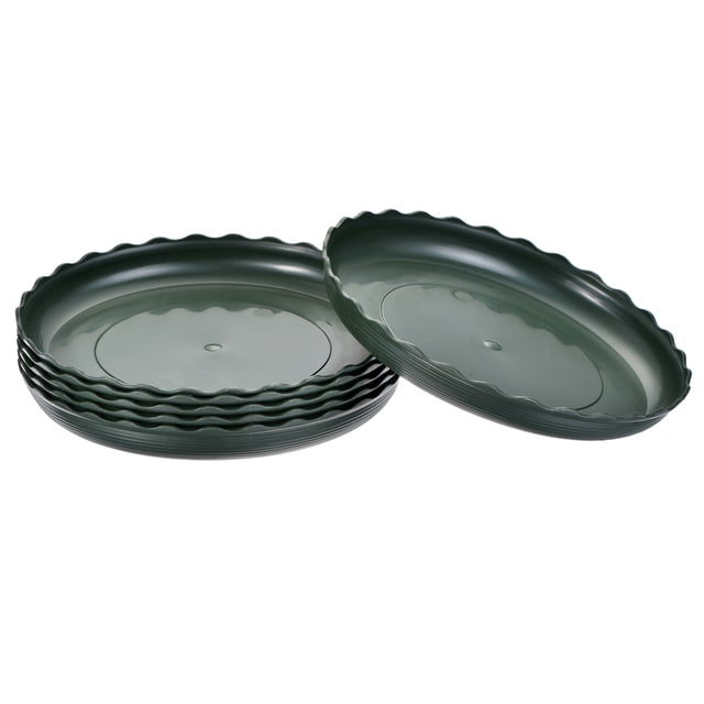 Unique Bargains 7' Plastic Wave Round Plant Pot Saucer Flower Drip Tray, Green 6 Pack
