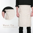 thumbnail image 5 of 100% Linen Bistro Apron with Pockets 25x35 inch - Unisex Half Apron - Natural, 5 of 7