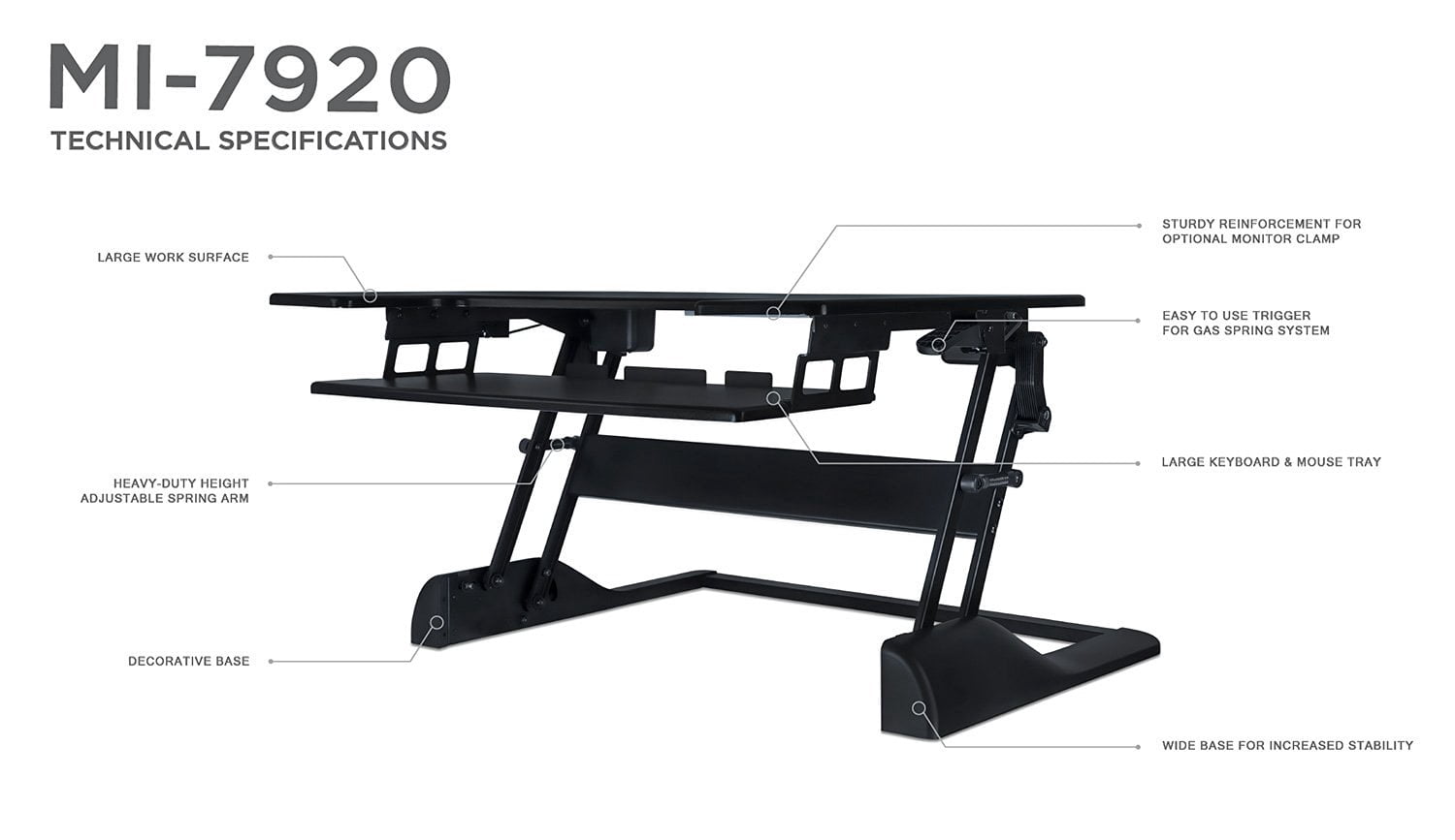 Mount-It! Height Adjustable Standing Desk Converter Monitor Riser, 35" Tabletop Sit-Stand Workstation