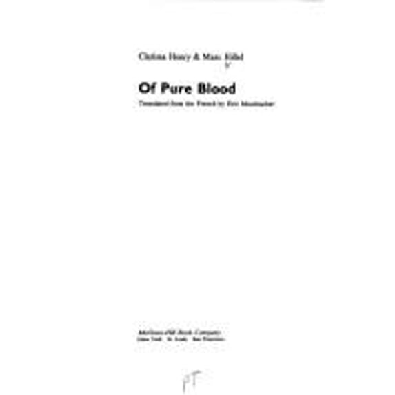 Pre-Owned Of Pure Blood (Hardcover) 007028895X 9780070288959