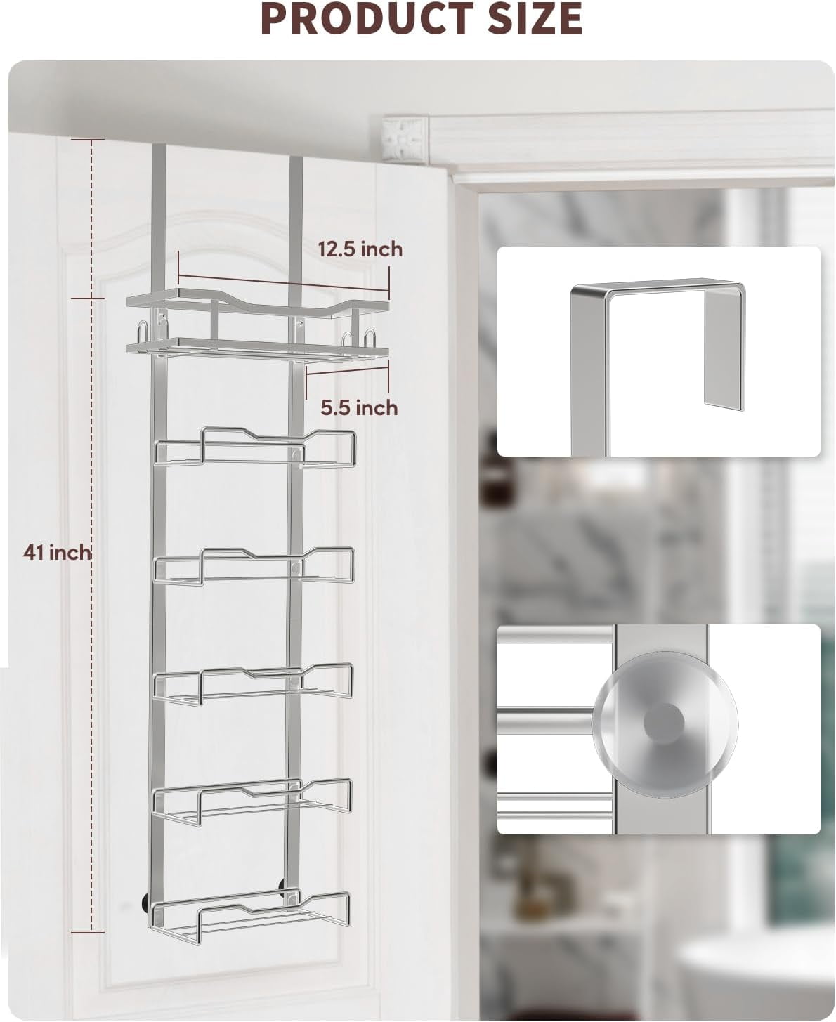 Hanging Towel Racks for Bathroom No Drill - Over The Door 6-Tier Bath Towel Storage Organizer for Small Bathrooms - Back Door Large Tiered Towel Holder Hanger for Rolled Towels