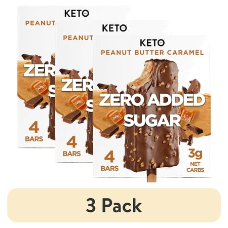 (3 pack) Keto Pint Peanut Butter Crunch Ice Cream Bars, No Added Sugar, 2.75 fl oz, 4 Count