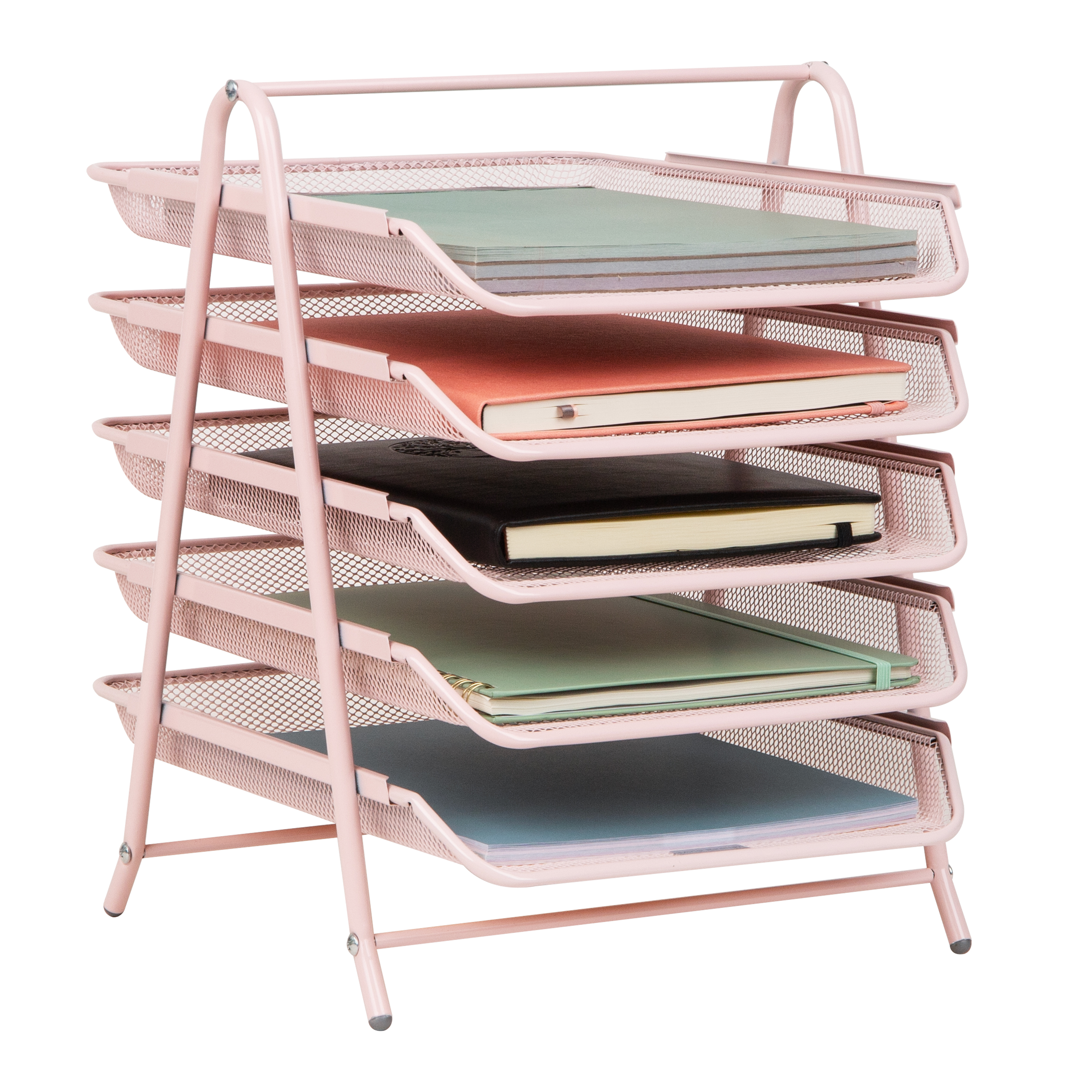 Mind Reader 5-Tier Pink Paper Tray Organizer photo 4