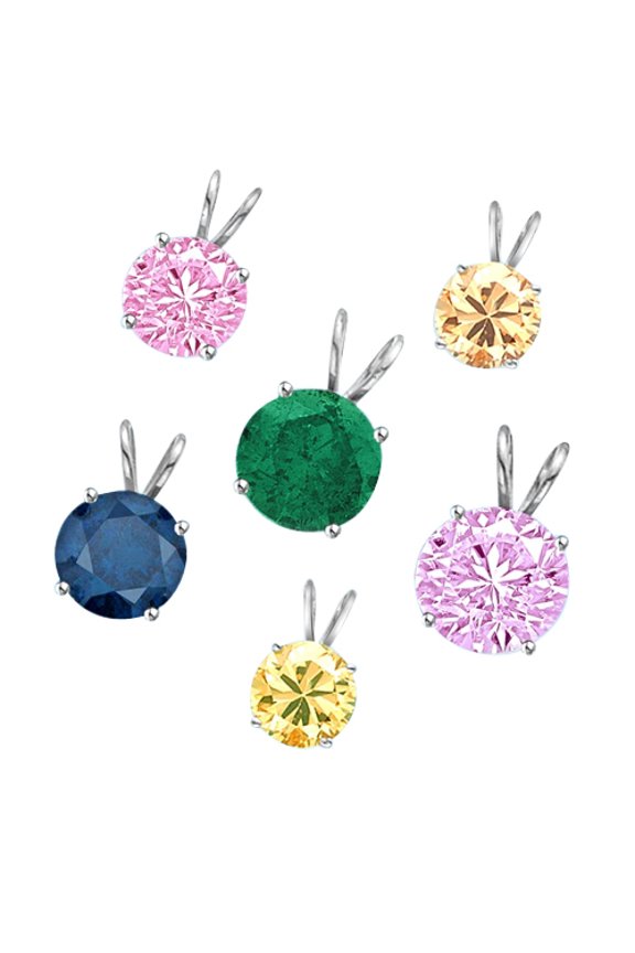 Pendant with choice of Round Cut Colored Stone, 2.0 ct.t.w. - SPD1206- Lavender