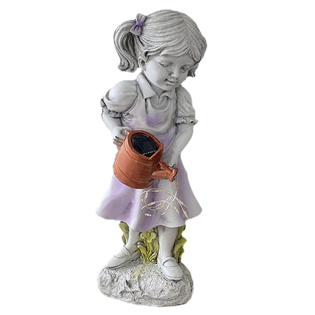 Lámpara Solar Adornos Elfo Enano Jardín Patio Artesanía Resina Enana Anciano (niña) (niña Pequeña)