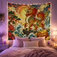 thumbnail image 2 of Mythical Beast on Waves with Lanterns and Sun, Majestic Illustration for Art Lovers, Digital Art Wall Decor, Housewarming Gift, Tapestry Wall Hanging for Living Room and Bedroom, 2 of 7