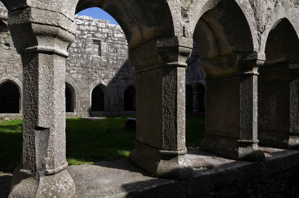 Ross Errilly Franciscan Friary (1351) despite being expelled by Cromwell in 1656 the monks returned finally abandoning the friary in 1753 Near Headford County Galway Ireland Canvas Art - Panoramic Ima