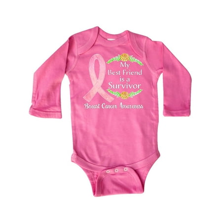 

Inktastic My Best Friend is a Survivor Breast Cancer Awareness Gift Baby Boy or Baby Girl Long Sleeve Bodysuit