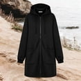 thumbnail image 5 of Ashyfjp Drawstring Hood Full Zip Long Hooded Outer Jackets for Women Casual Solid Tone Elastic Cuffs Side Patch Pockets Comfortable Outdoor Streetwear Layering Tops, Size (S-XXL), 5 of 5