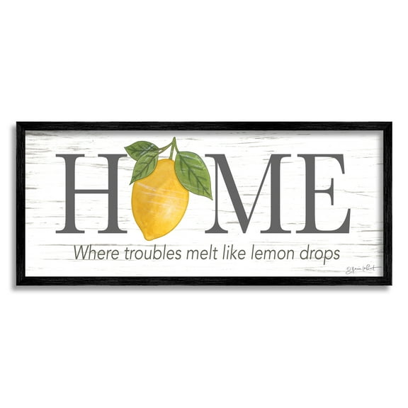 Stupell Where Troubles Melt Lemon Drops Sign Food & Beverage Painting Black Framed Art Print Wall Art