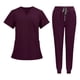 thumbnail image 5 of Uniformes de enfermería, conjunto de bata y pantalón de enfermera, para hombre y mujer, ropa de trabajo con escote Rojo oscuro, 5 of 9