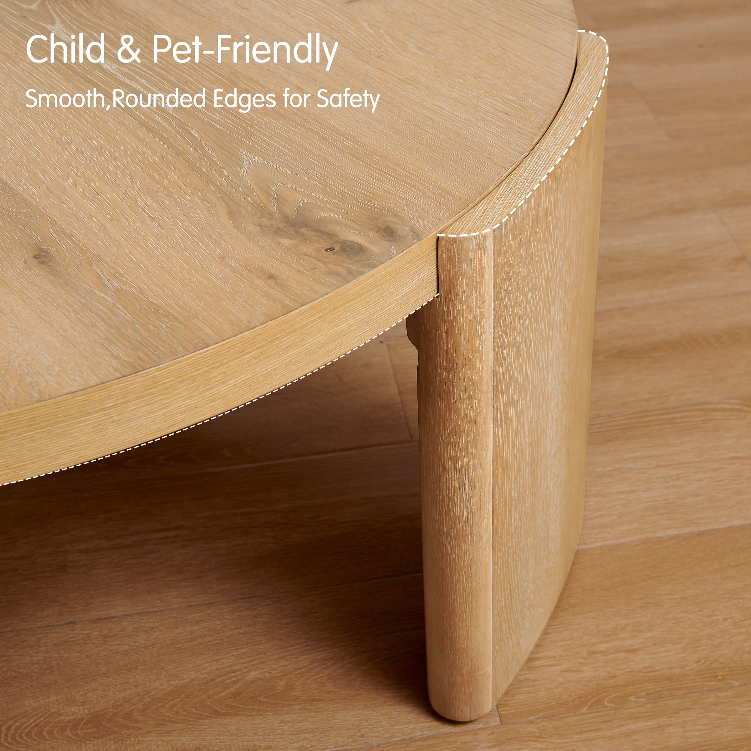 CHUN YI 40" Round Coffee Table, Natural Wood Grain Finish, Modern Center Table for Living Room