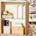 thumbnail image 5 of 44" Computer Desk with Bookshelf, Modern Home Office Desk for Small Space, White and Natural, 5 of 8