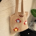 thumbnail image 2 of Bolsas De Hombro Bolso de axila para mujer Bolsos de malla hueca con flor tridimensional (caqui) Likrtyny Para Estrenar, 2 of 9