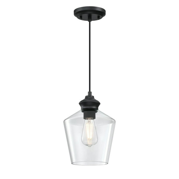 Westinghouse Lighting 6132600 Ramsey One-Light Indoor Mini Pendant, Matte Black with Clear Glass
