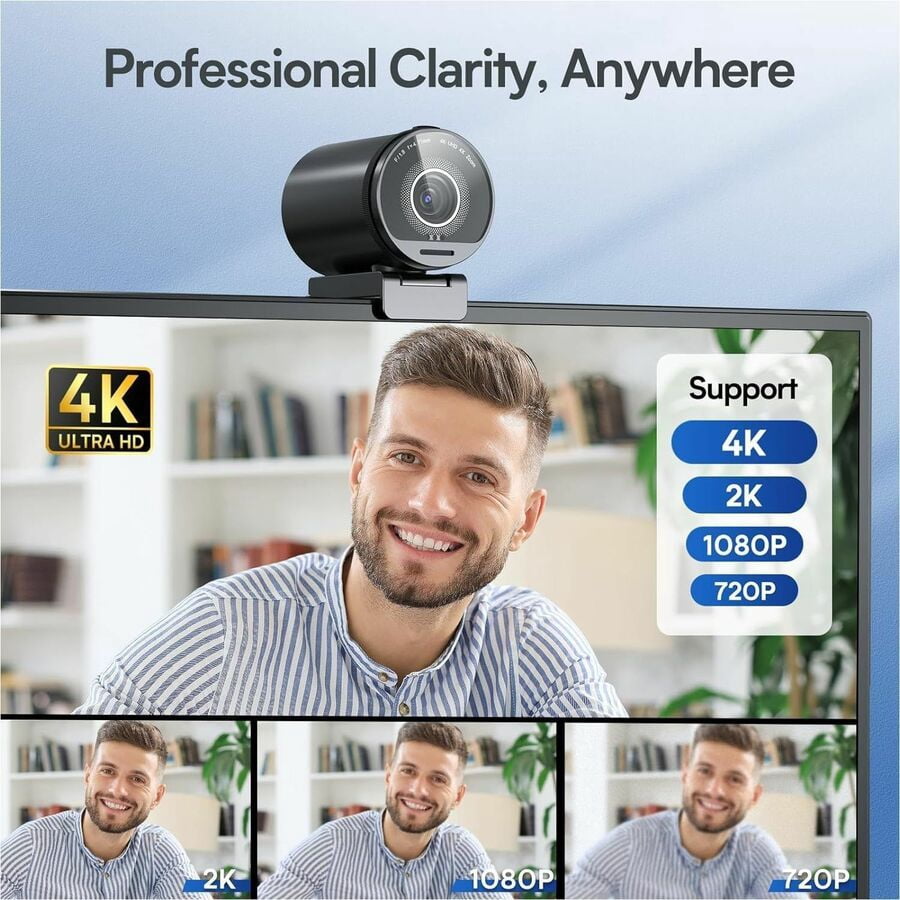 EMEET SmartCam S800, 4K Webcam for Streaming, Sony 1/2'' Sensor, Supports HDR, PDAF & TOF Dual-autofocus, 1080P@60fps, 2 Noise-Cancelling Mics, 40&deg;-73&deg