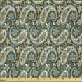 thumbnail image 2 of Ambesonne Paisley Fabric by the Yard Microfiber, Vintage Oriental Ethnic, 3 Yards, Redwood and Blue Grey, 2 of 2