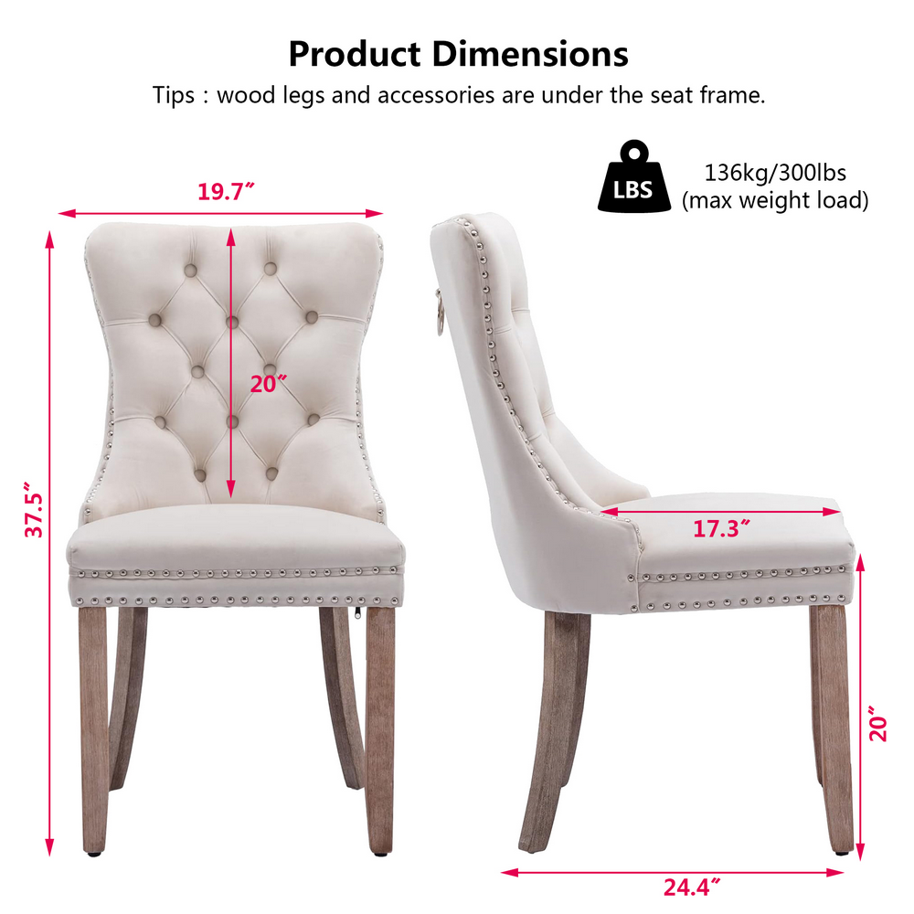 thumbnail image 2 of Bocarali Modern Upholstered Dining Chairs Set of 2, Velvet Kitchen Dining Room Chairs with Nailhead Trim for for Living Room, Bedroom, 2 of 6