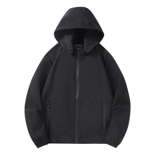 WRKEKC Manteau Utilitaire Résistant à l'Eau pour Femme, Fermeture Éclair Intégrale, Ourlet Ajustable, Multiples Poches, à Capuche, Manches Longues, Vêtement d'Extérieur pour Tenue Urbaine Extérieure, Noir 5TG