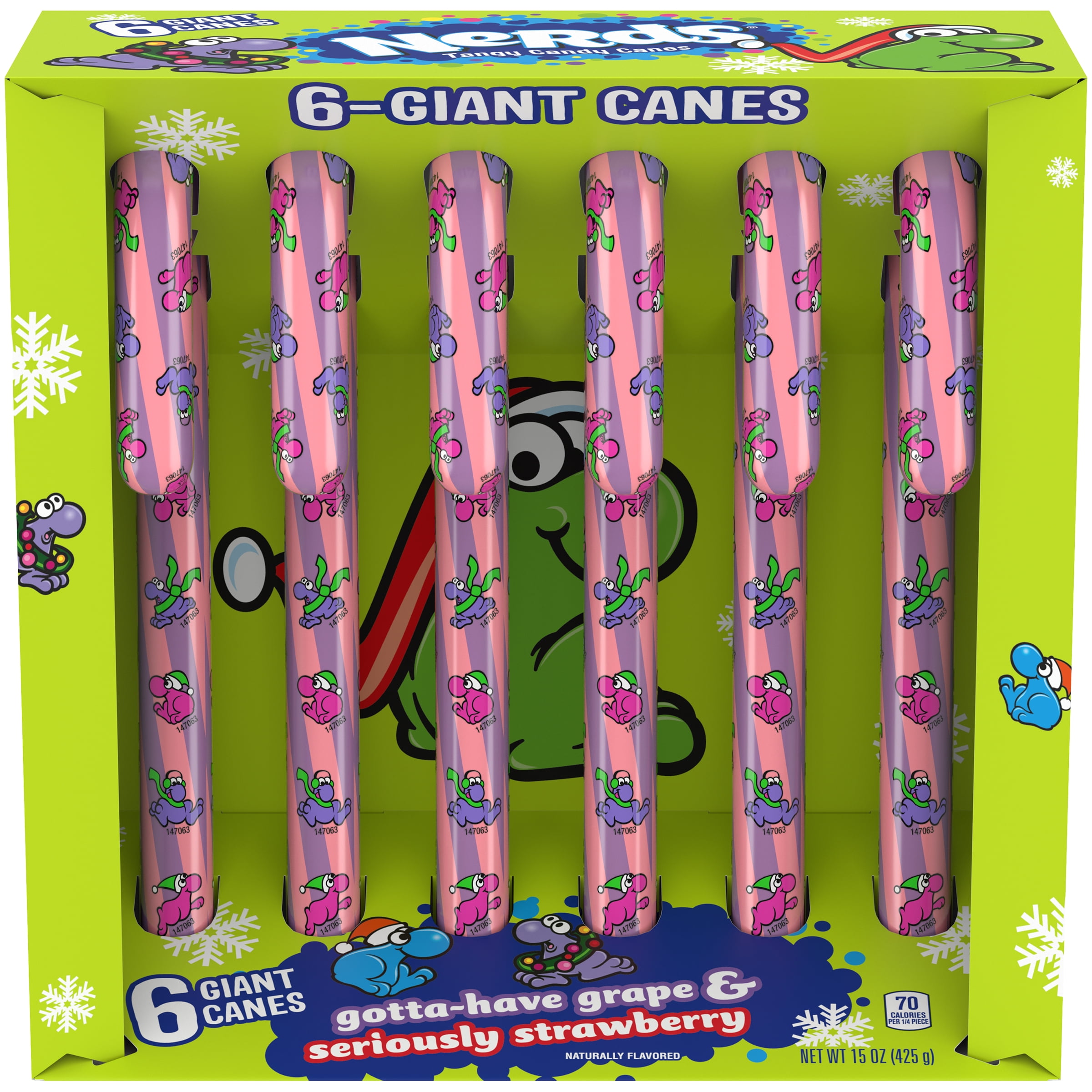 Nerds Giant Holiday Candy Canes, 15 Oz (6 Count)
