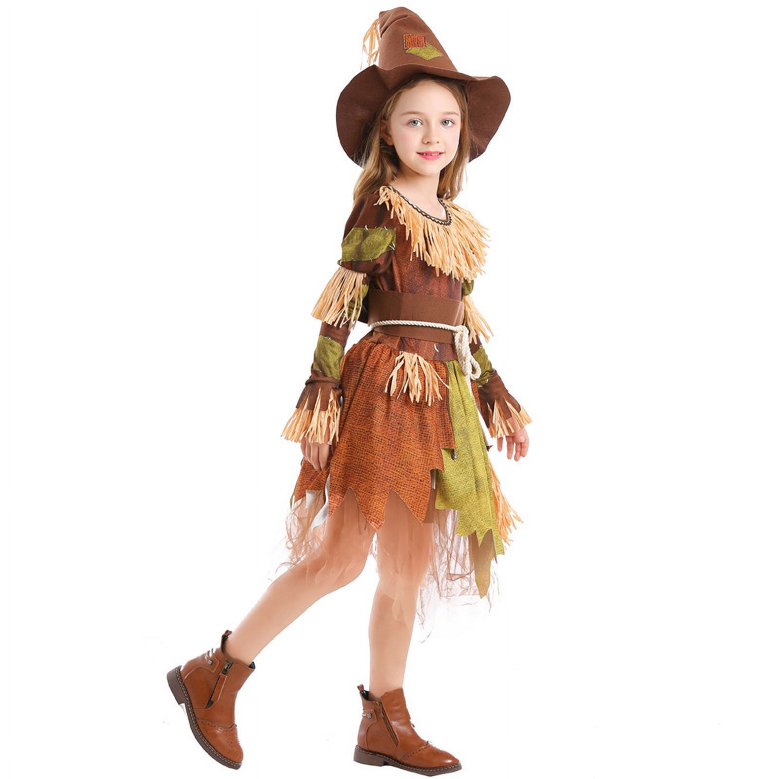 Children Girls Scary Farm Scarecrow Costume Party Dress up, 4-10Y - image 3 of 6