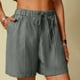 thumbnail image 1 of Karight Linen Shorts for Women High Waisted Lightweight Casual Summer Drawstring Short Pants Beach Vacation Outfit W Pockets, 1 of 7
