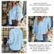 thumbnail image 5 of Blusa a rayas con botones y bolsillo con cuello en V y manga larga para mujer para uso diario Azul M, 5 of 6