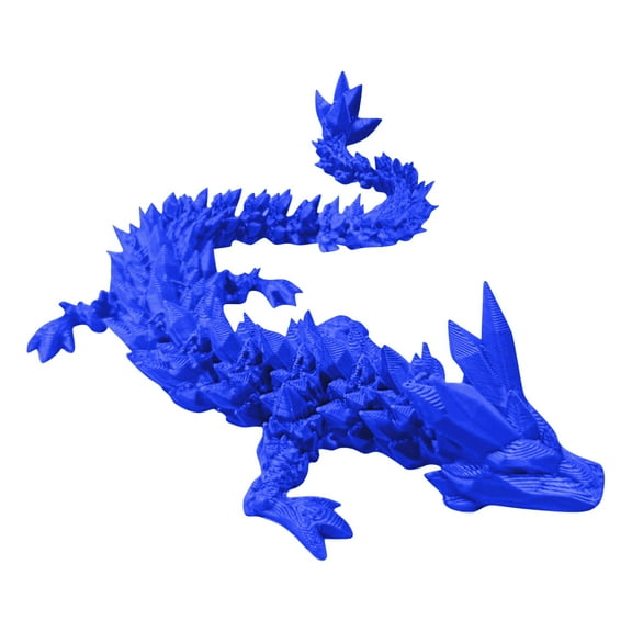 3D Printed Articulated Dragon Figures,Crystal Dragon Figurines with Moving Joints,Multi-Color 3D Printed Dragon Toys for Home Decor,Ideal Birthday Gifts for Kids & Dragon Collectors - Blue